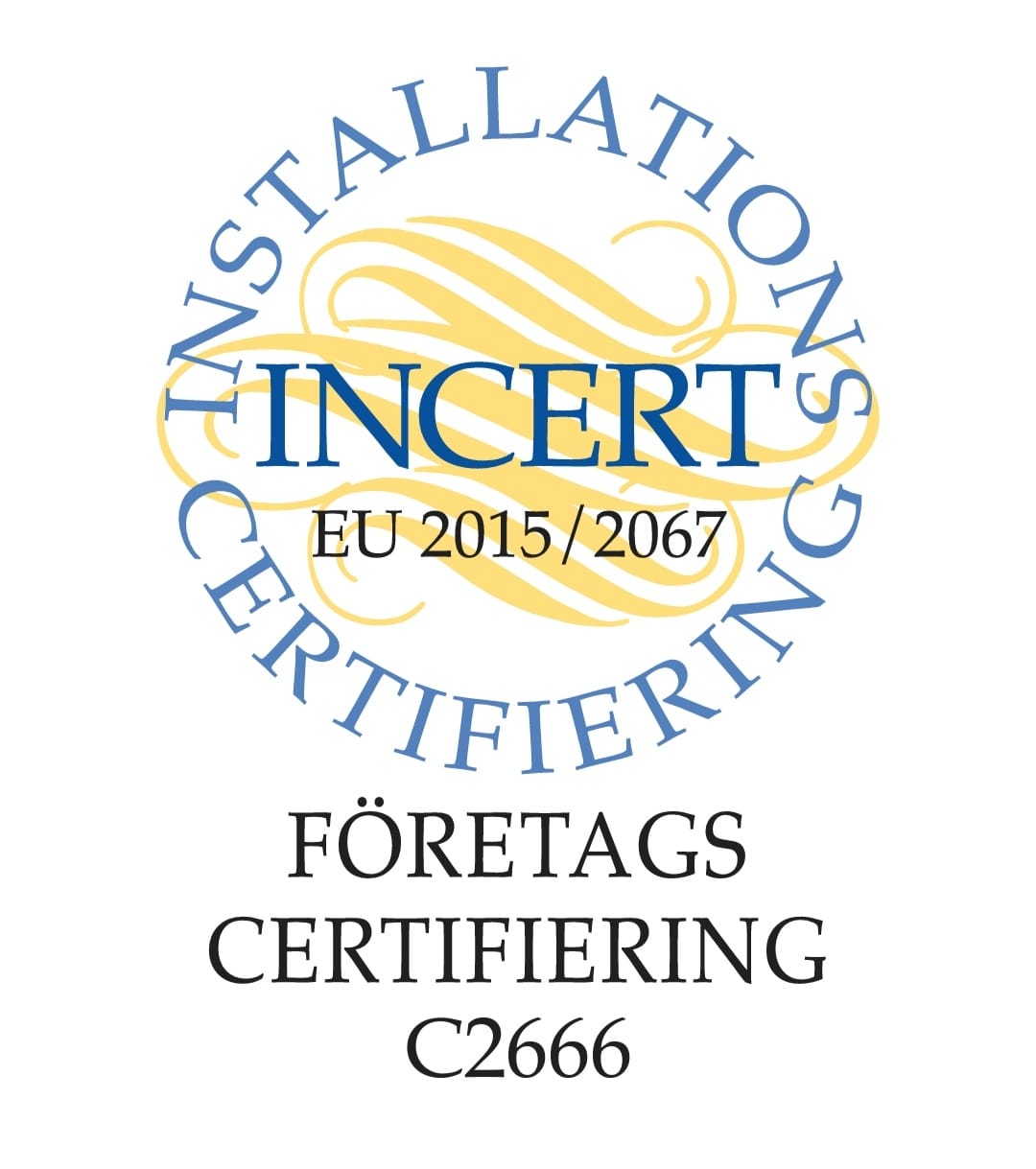 INCERT företagscertifiering EU 2015/2067, certifikat C2666 för Sundbybergs Kyl- och Värmecenter